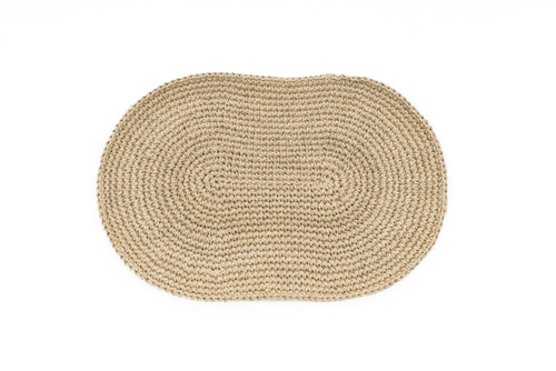 Hand Crocheted Handspun Hemp Oval Doormat