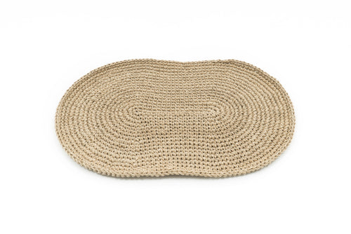 Hand Crocheted Handspun Hemp Oval Doormat