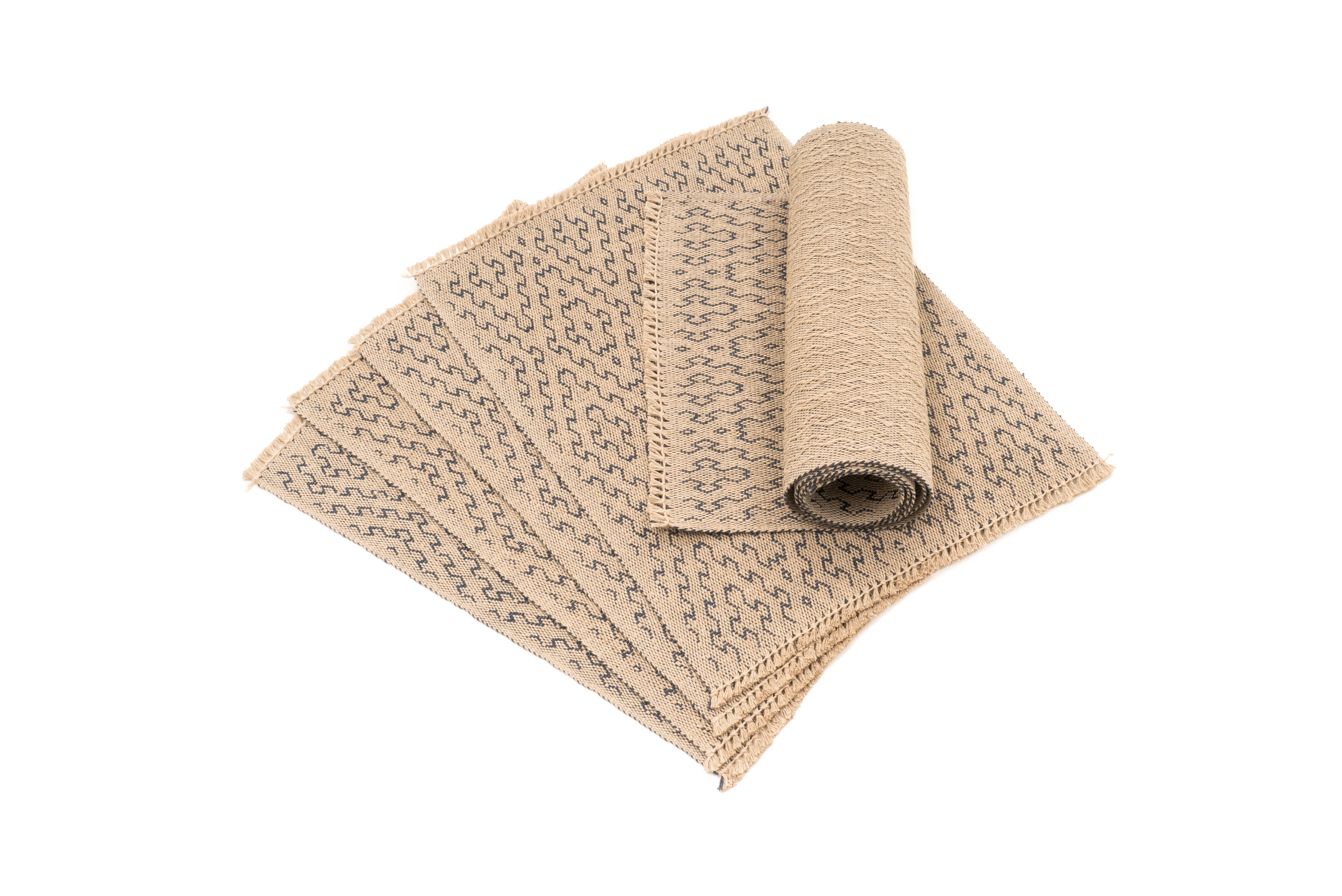 "Diane's Blue Favorite" Handwoven Hemp Placemat & Table Runner Set
