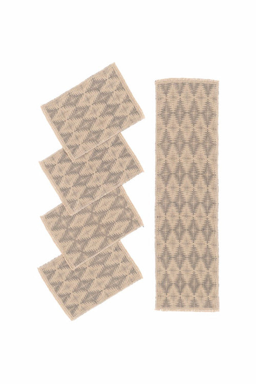 "Pine Cones" Handwoven Hemp Placemat & Table Runner Set