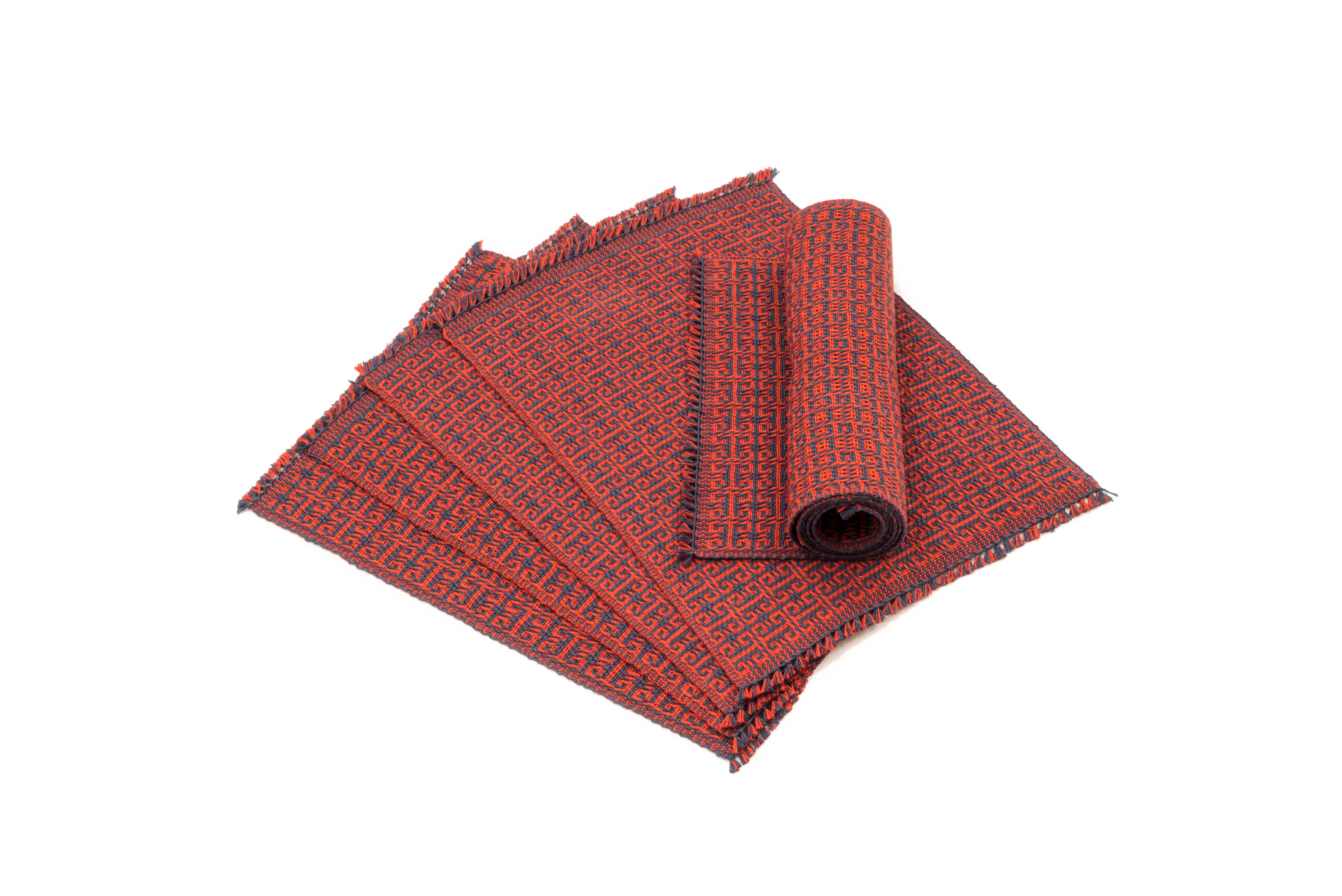 "Goat Horns" Handwoven Hemp Placemat & Table Runner Set