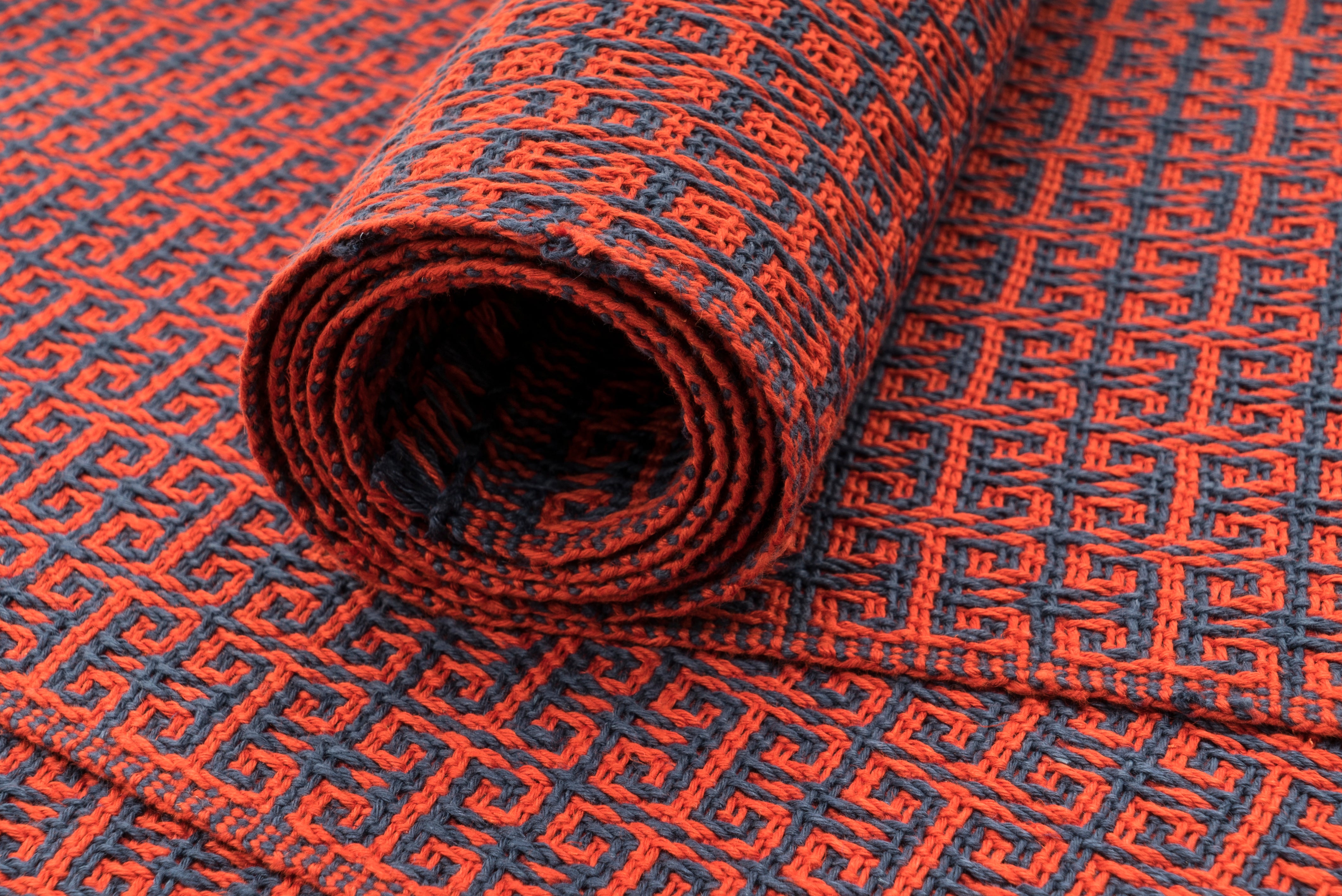 "Goat Horns" Handwoven Hemp Placemat & Table Runner Set