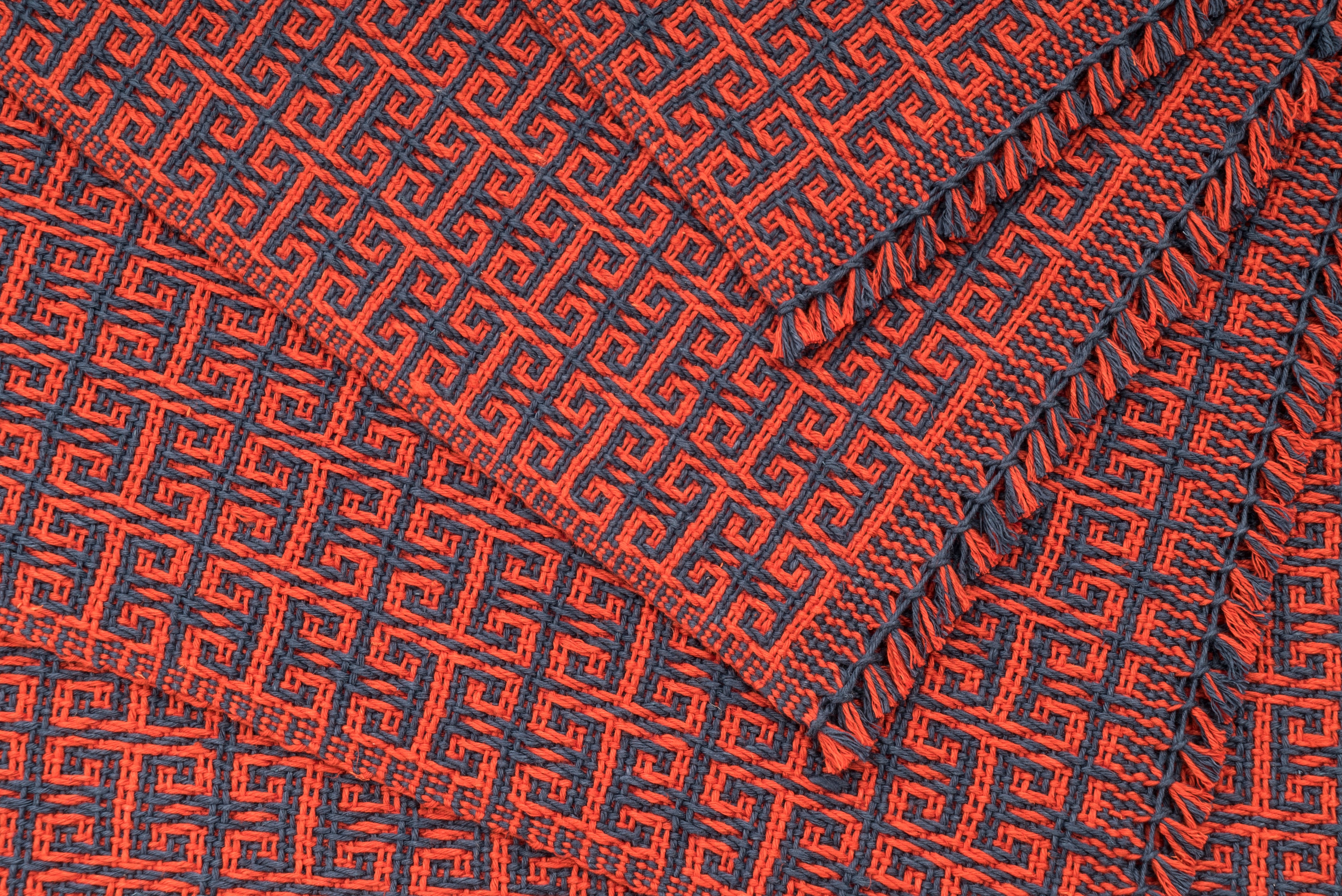 "Goat Horns" Handwoven Hemp Placemat & Table Runner Set