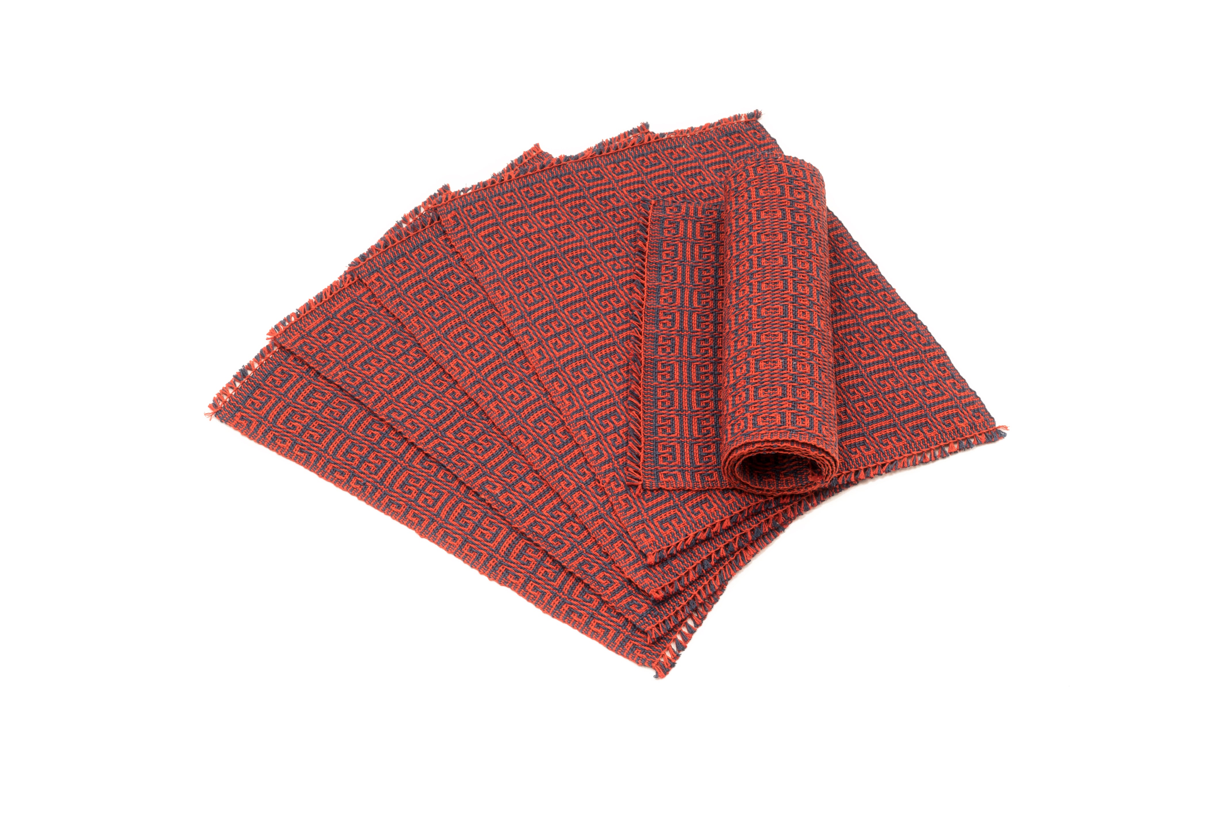 "Goat Horns" Handwoven Hemp Placemat & Table Runner Set
