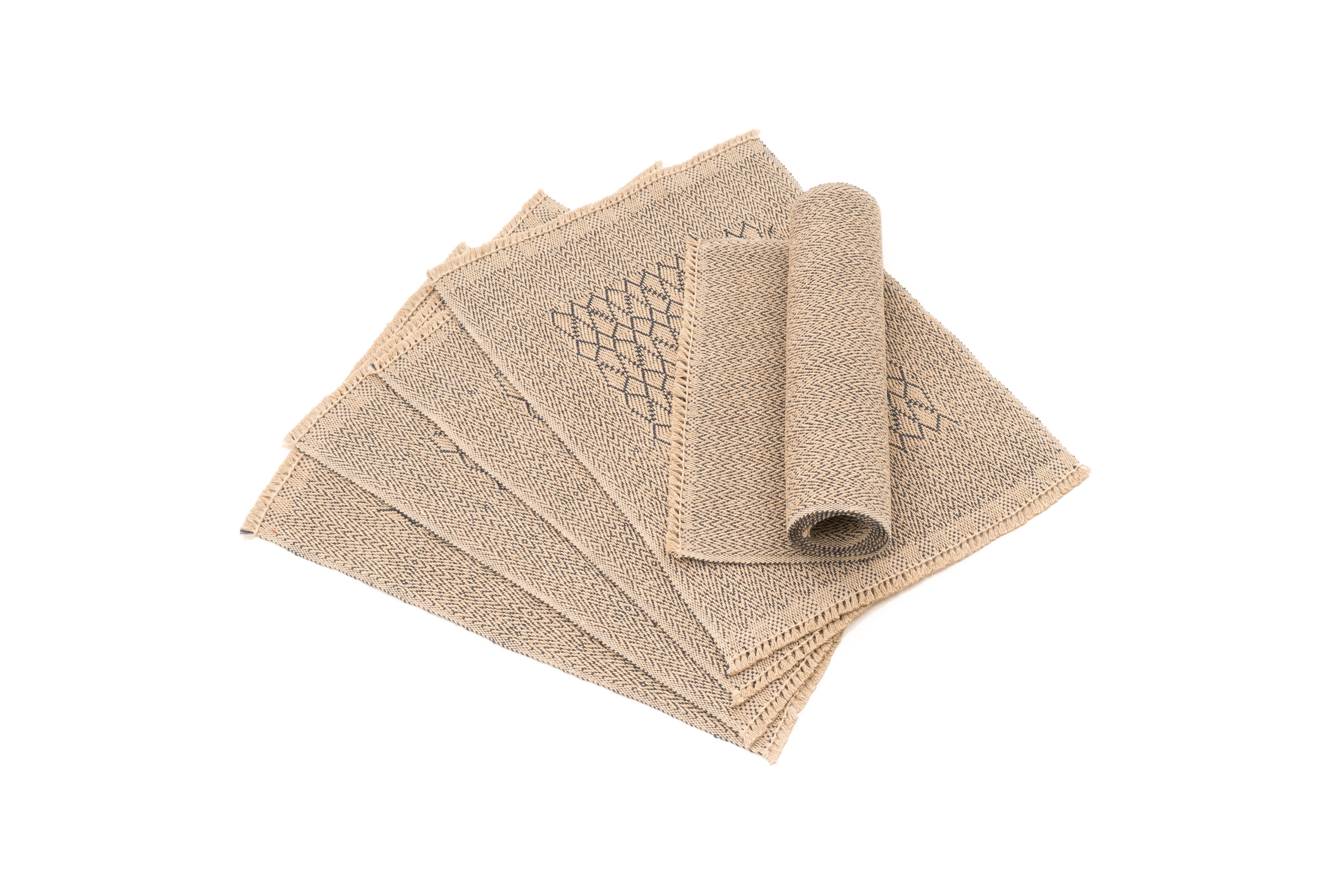 "Frames" Handwoven Hemp Placemat & Table Runner Set