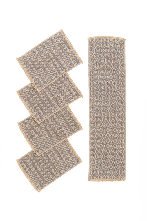 "Diamonds" Handwoven Hemp Placemat & Table Runner Set