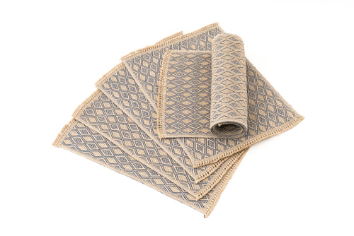"Diamonds" Handwoven Hemp Placemat & Table Runner Set