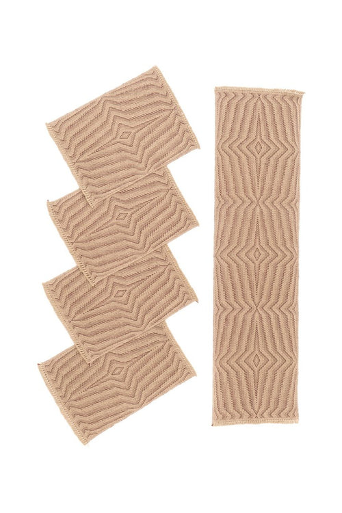 "Waves B" Handwoven Hemp Placemat & Table Runner Set