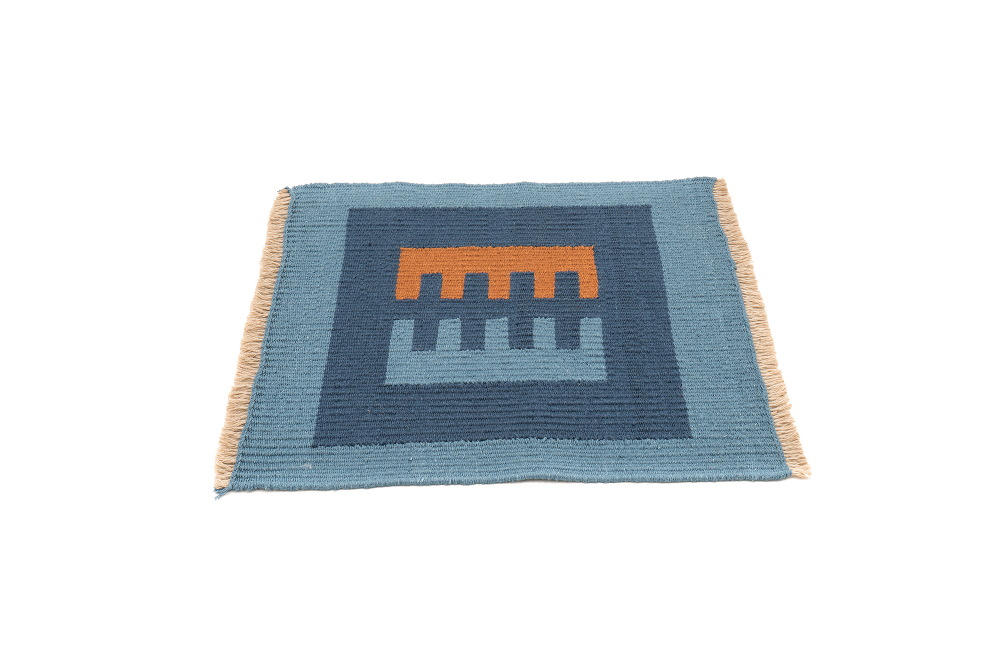 "Comb" Handwoven Hemp Designer Mini Rug I