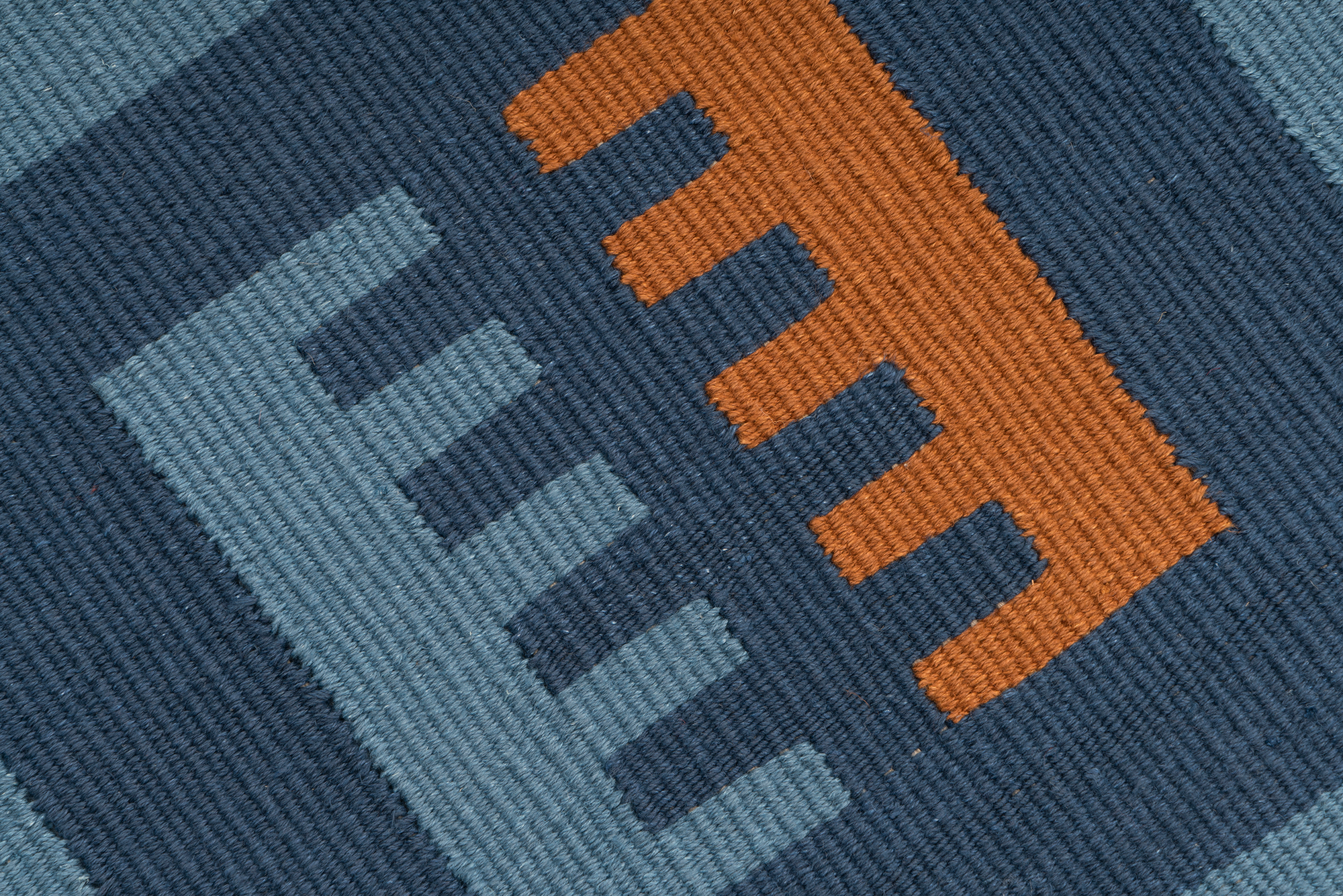 "Comb" Handwoven Hemp Designer Mini Rug I