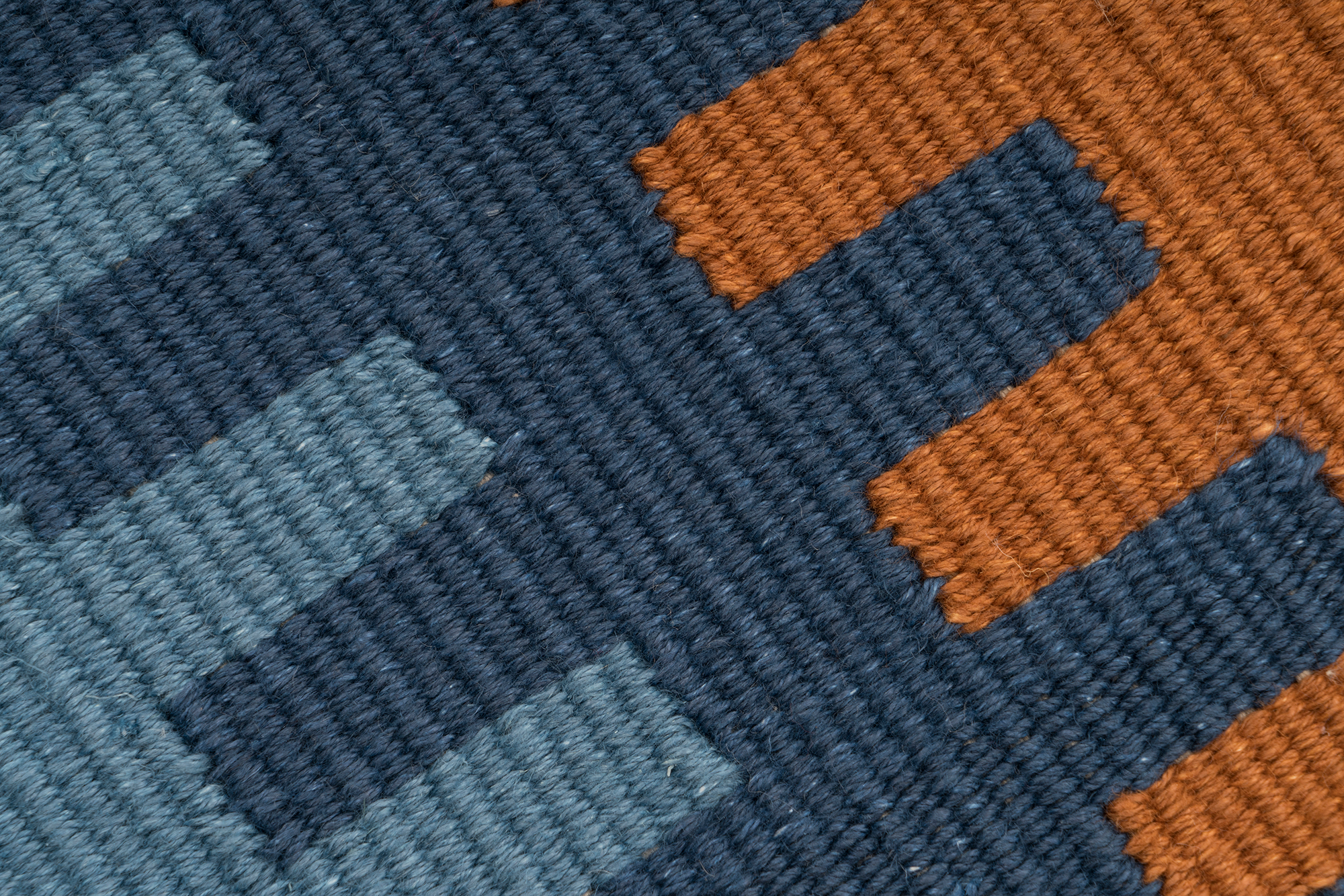 "Comb" Handwoven Hemp Designer Mini Rug I