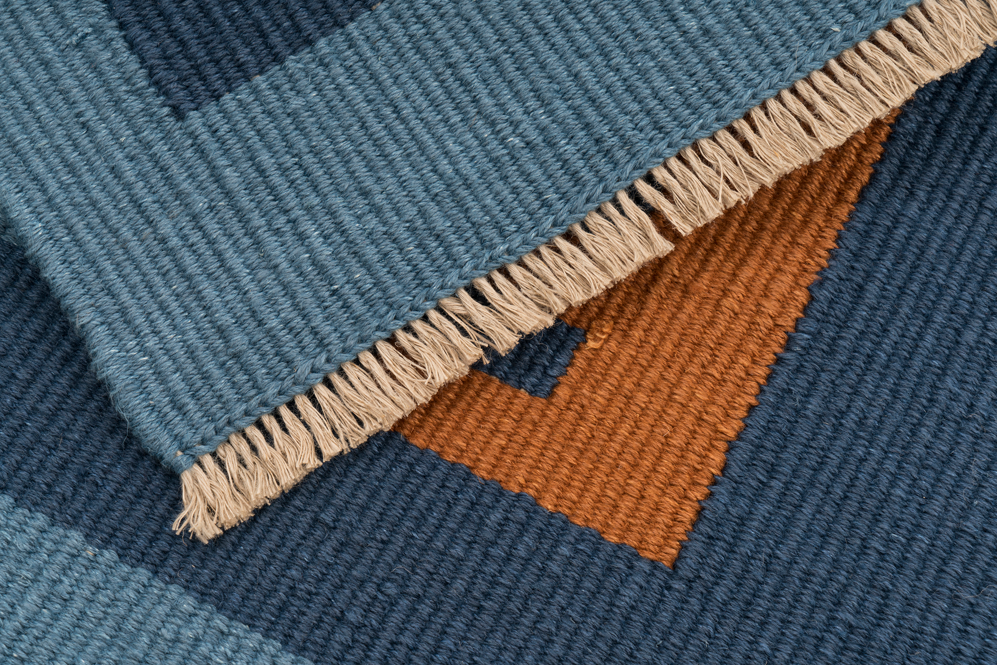 "Comb" Handwoven Hemp Designer Mini Rug I