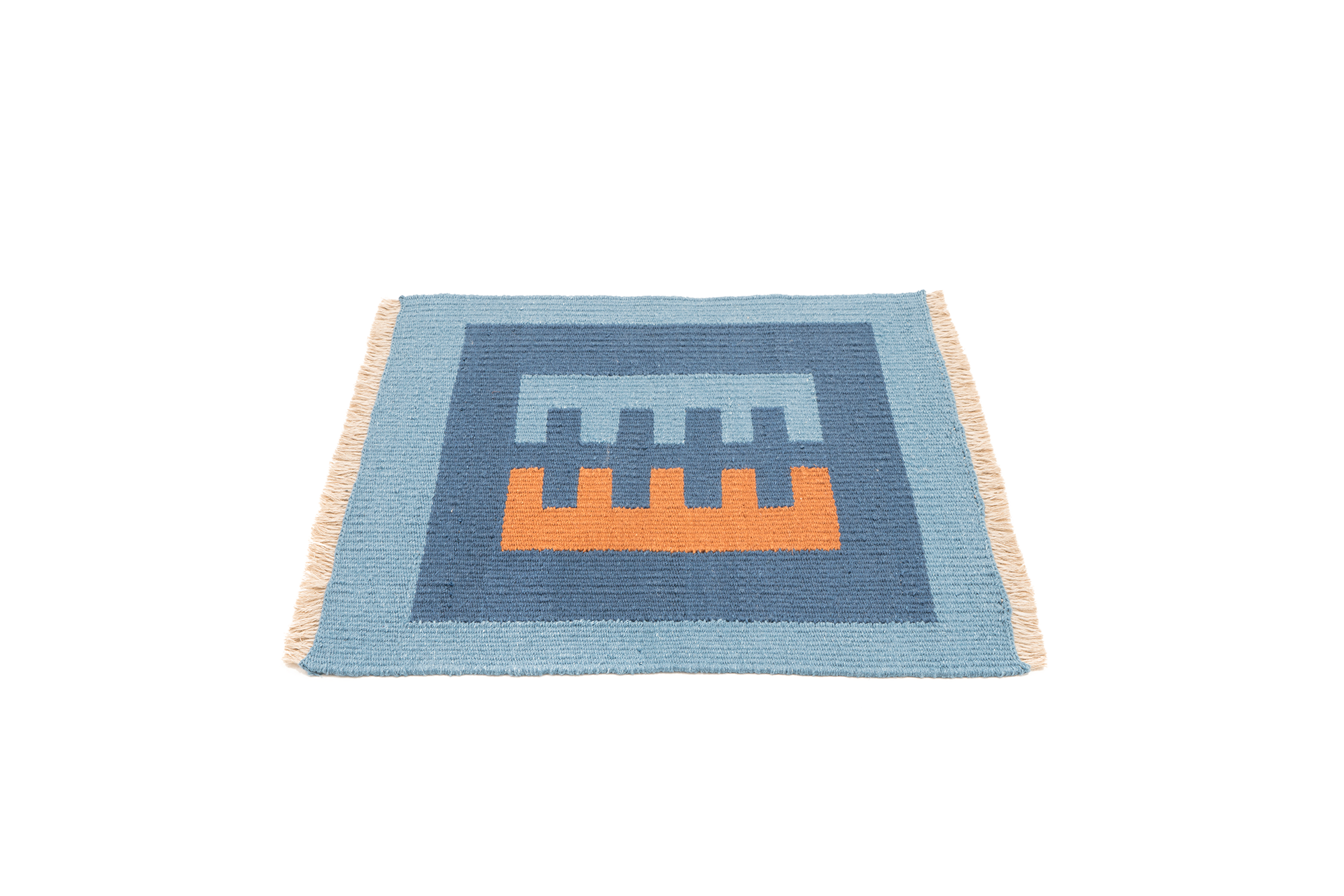 "Comb" Handwoven Hemp Designer Mini Rug II