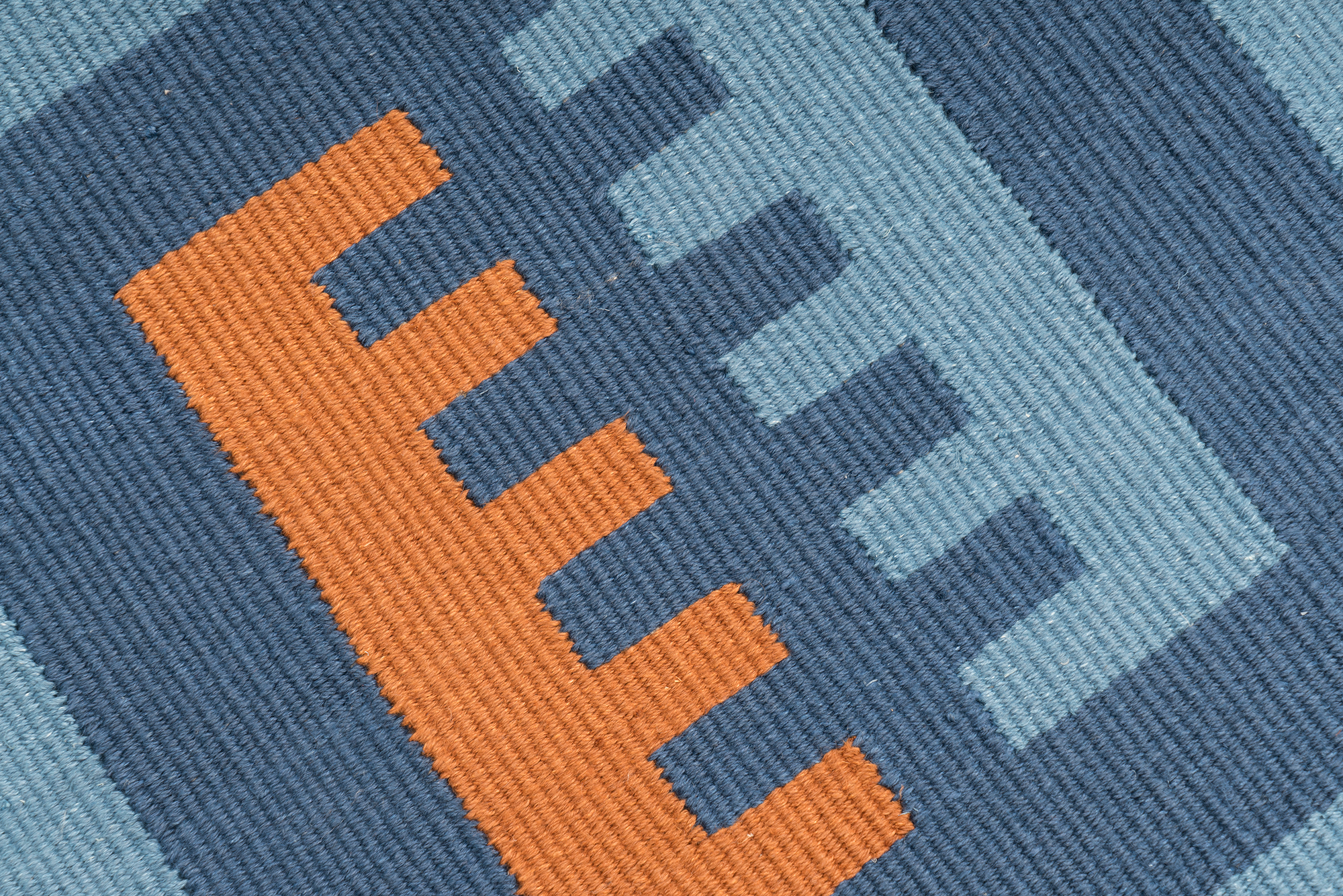 "Comb" Handwoven Hemp Designer Mini Rug II