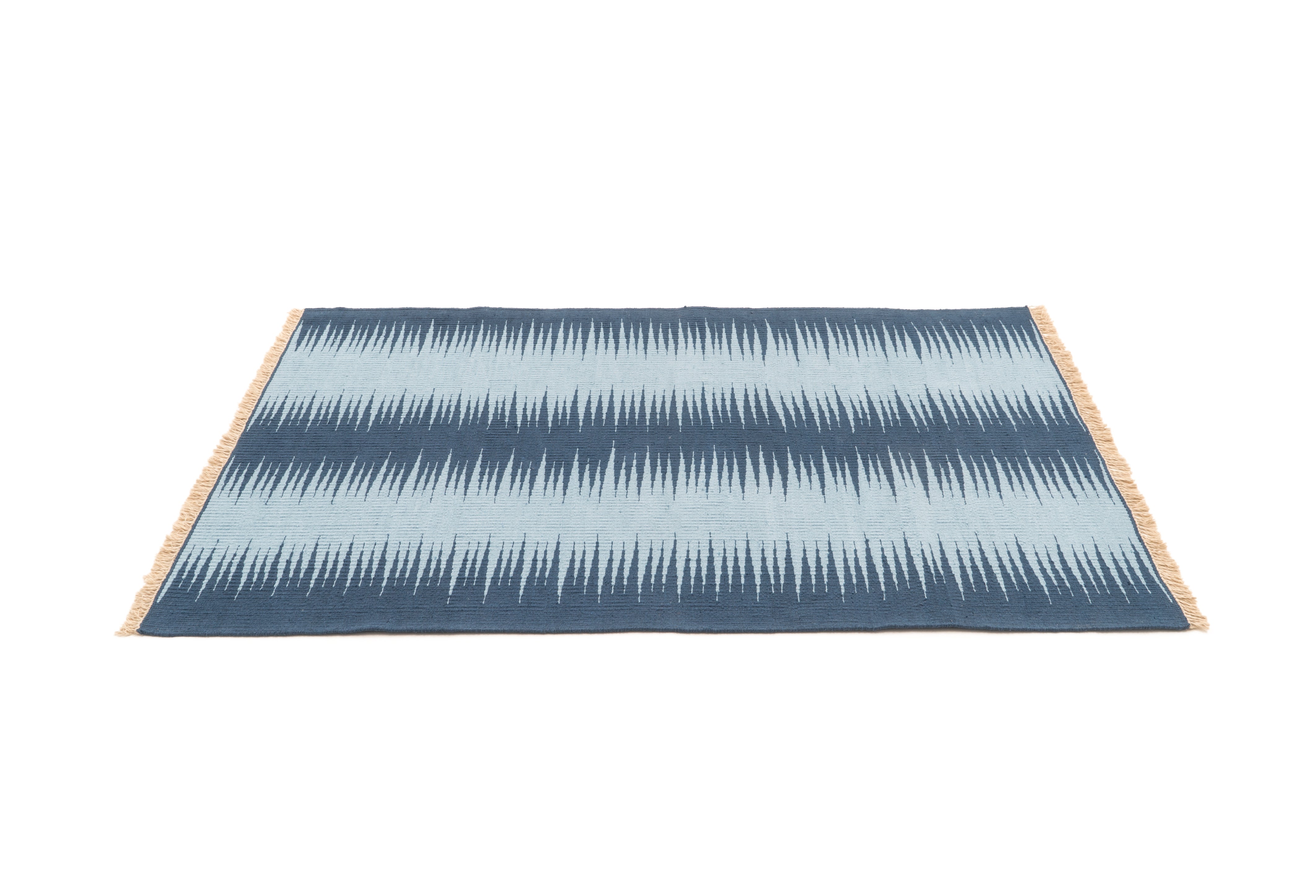 "Blue Duo Dream Frequency" Handwoven Hemp Designer Rug