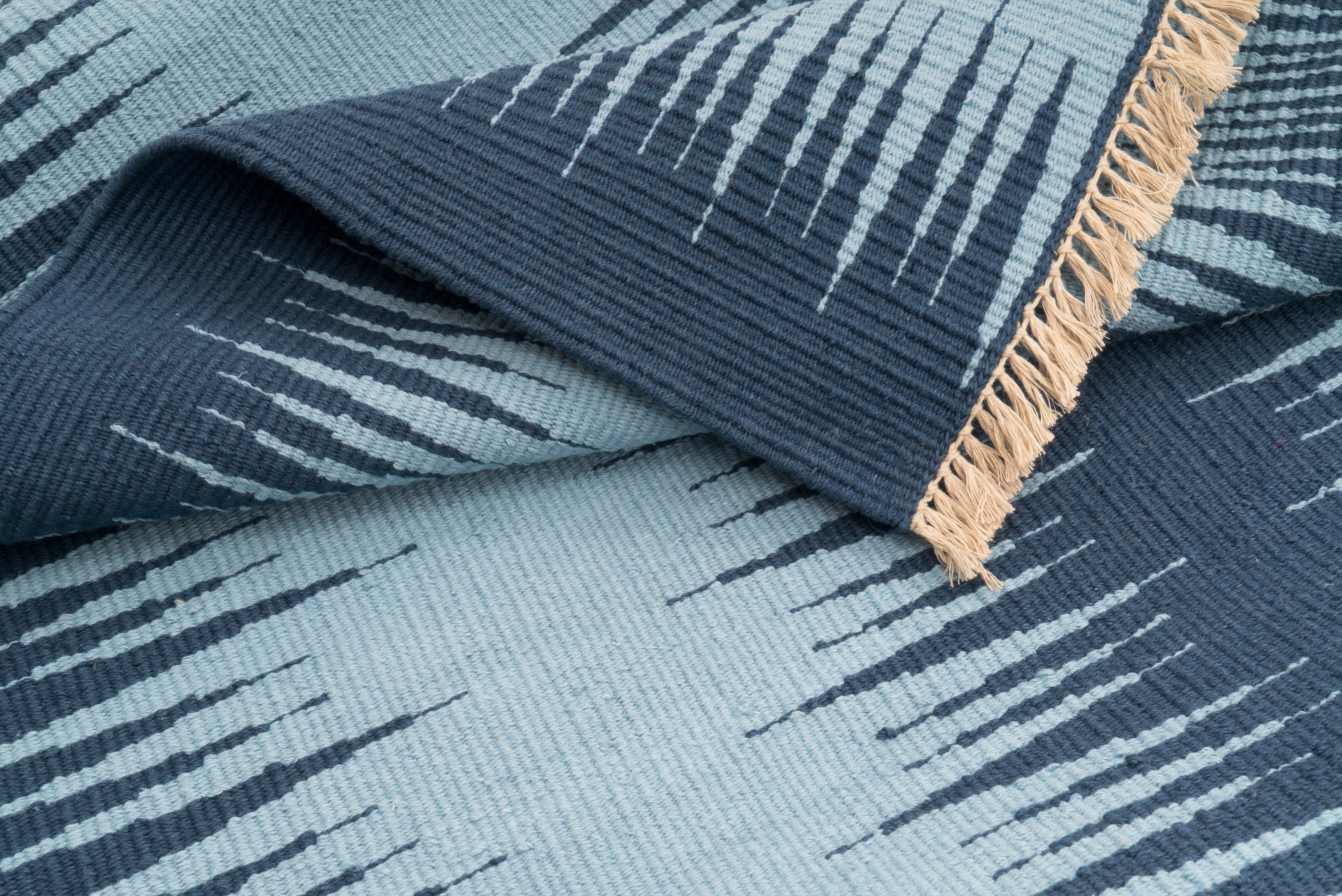 "Blue Duo Dream Frequency" Handwoven Hemp Designer Rug