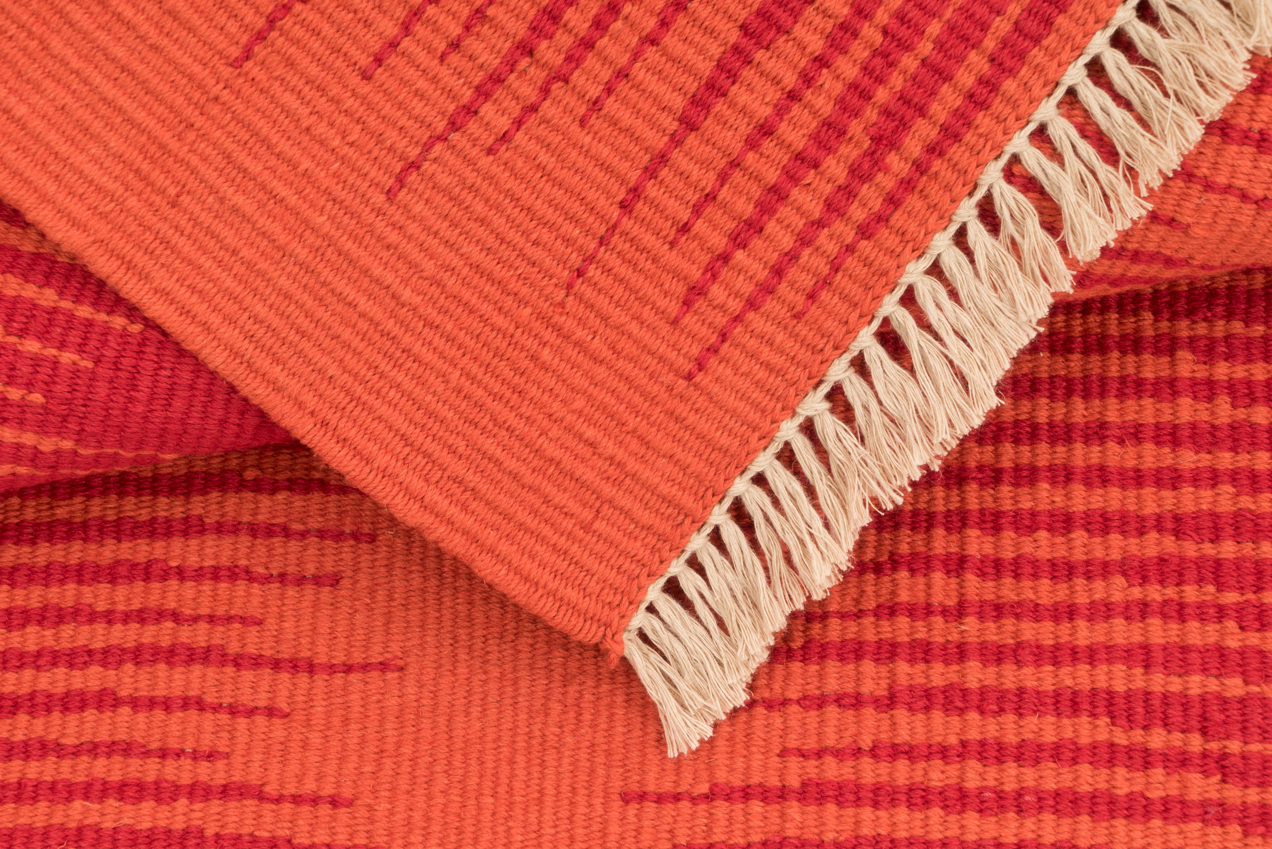 "Red Dream Frequency" Handwoven Hemp Designer Rug