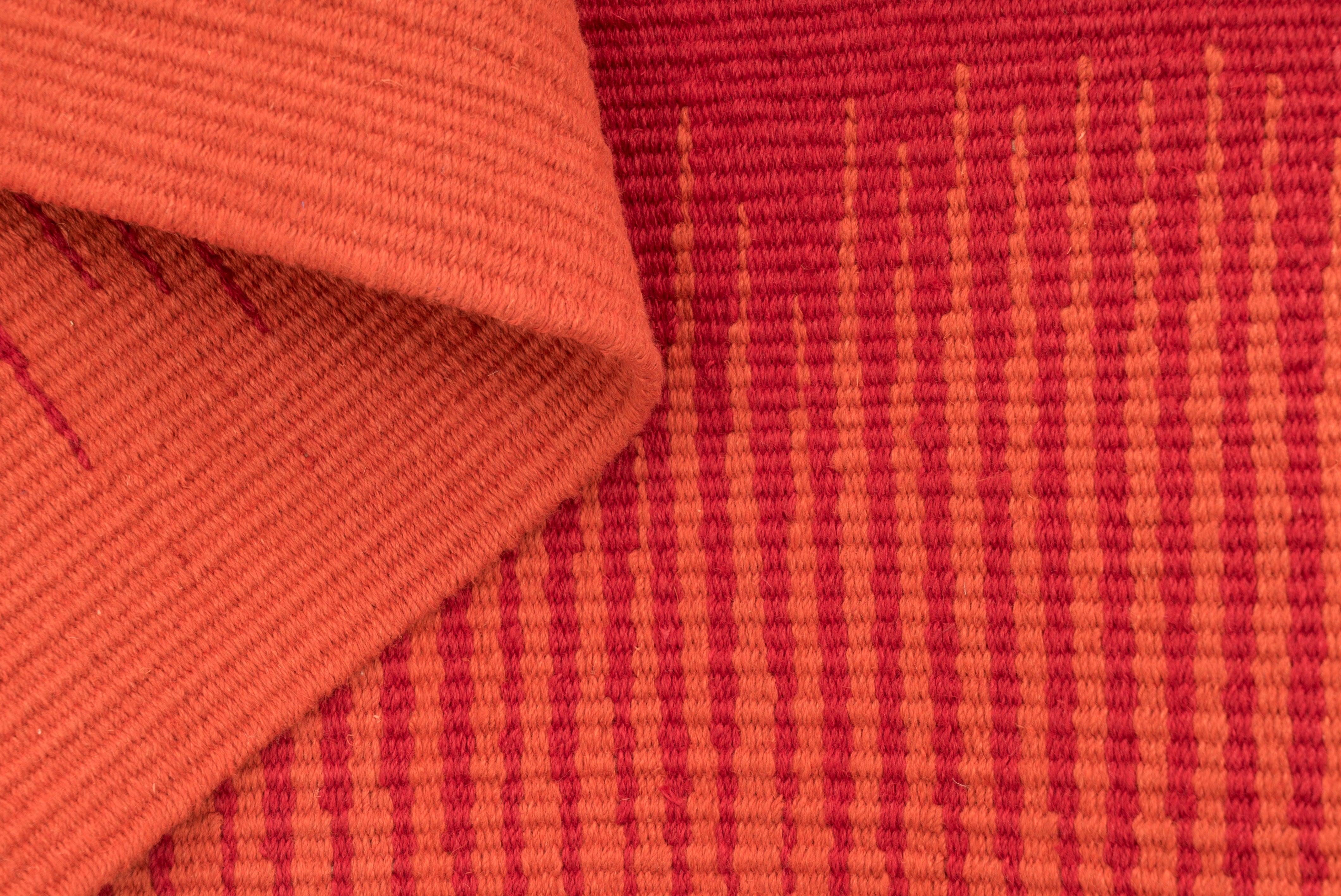 "Red Dream Frequency" Handwoven Hemp Designer Rug