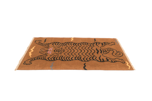 "Tibetan Tiger" Handwoven Hemp Designer Rug