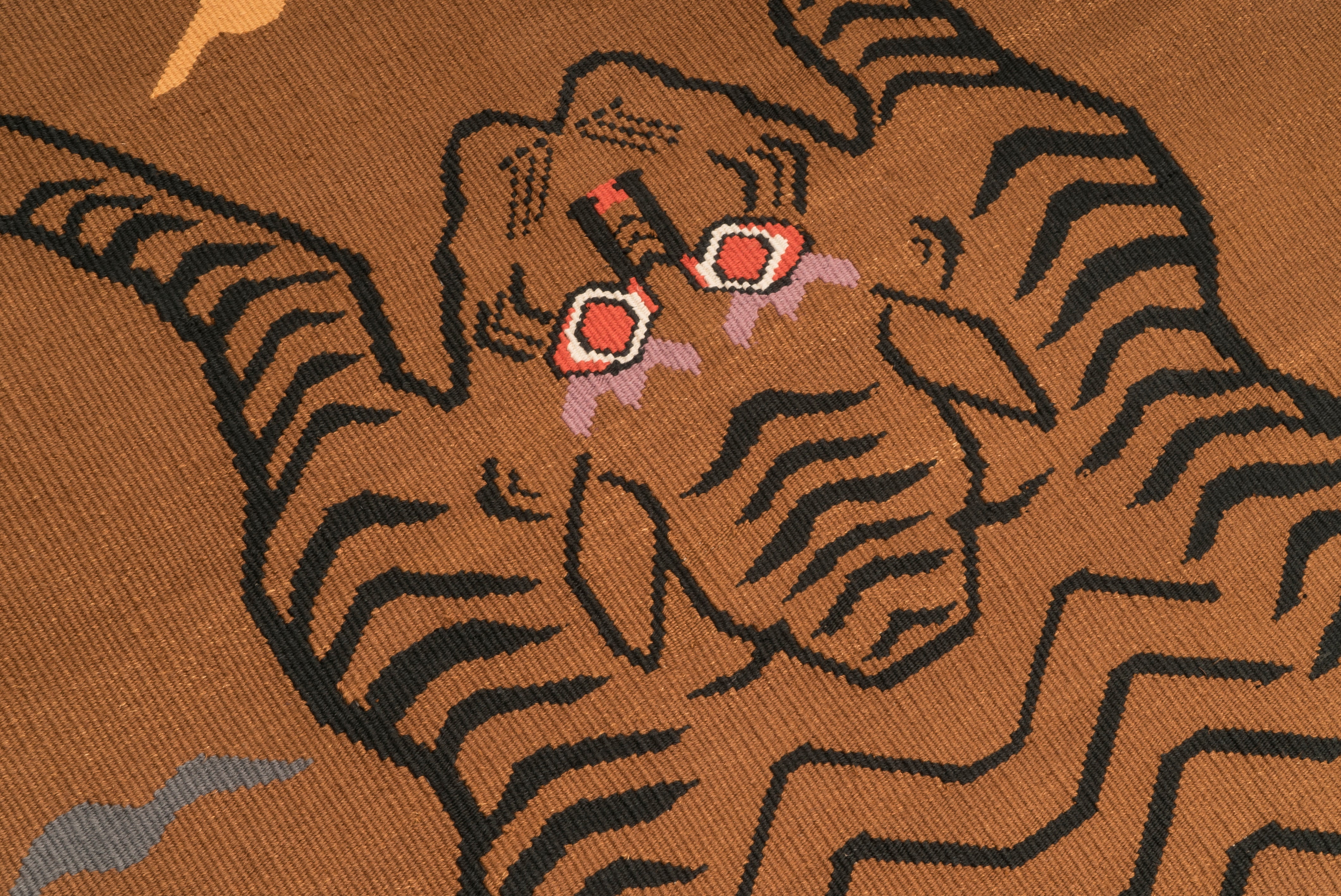 "Tibetan Tiger" Handwoven Hemp Designer Rug
