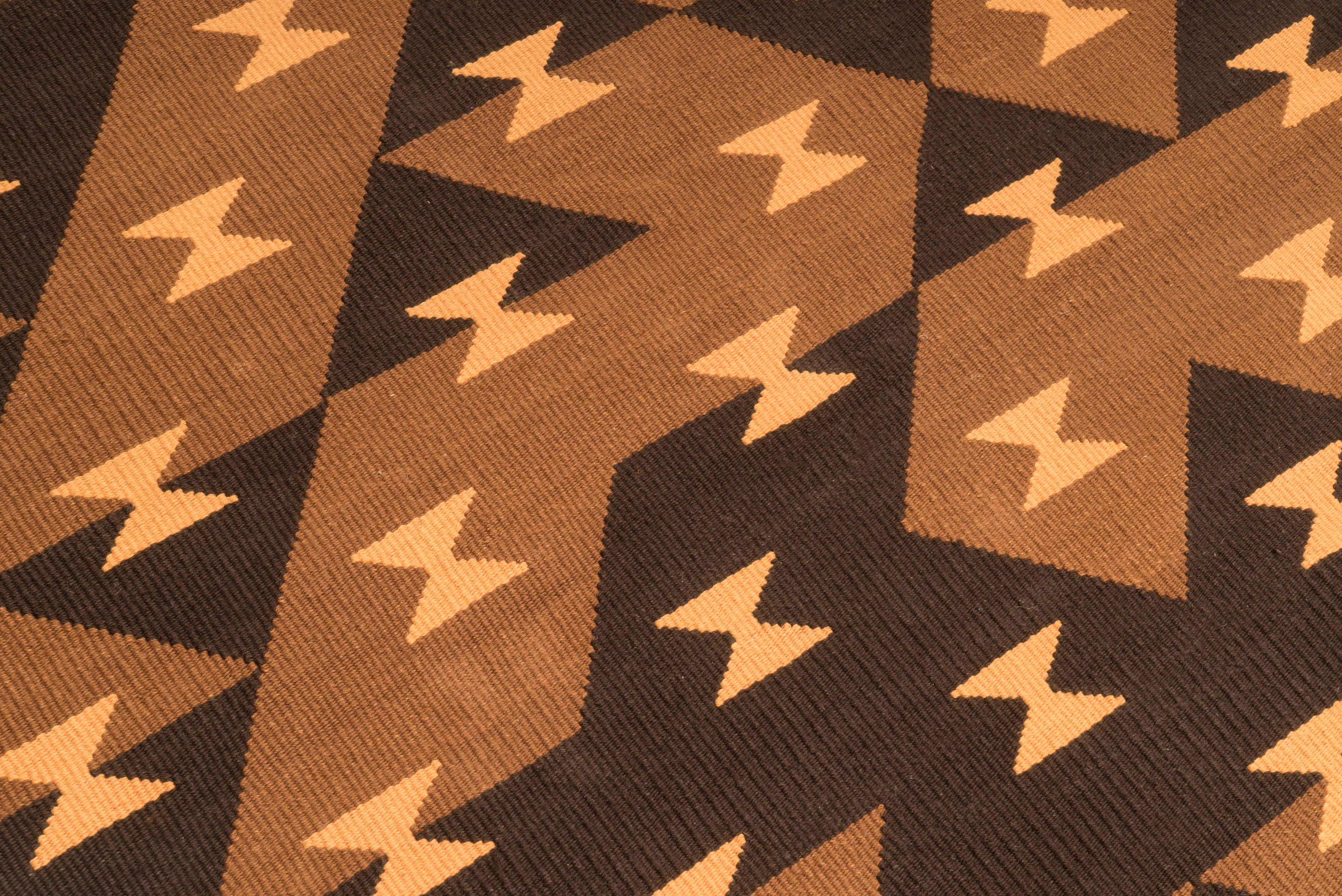 "Game Board" Handwoven Hemp Designer Rug in Shades of Brown