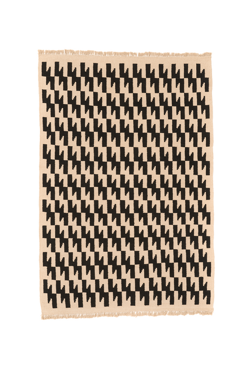 "Thunder and Lightening" Handwoven Hemp Designer Rug VI