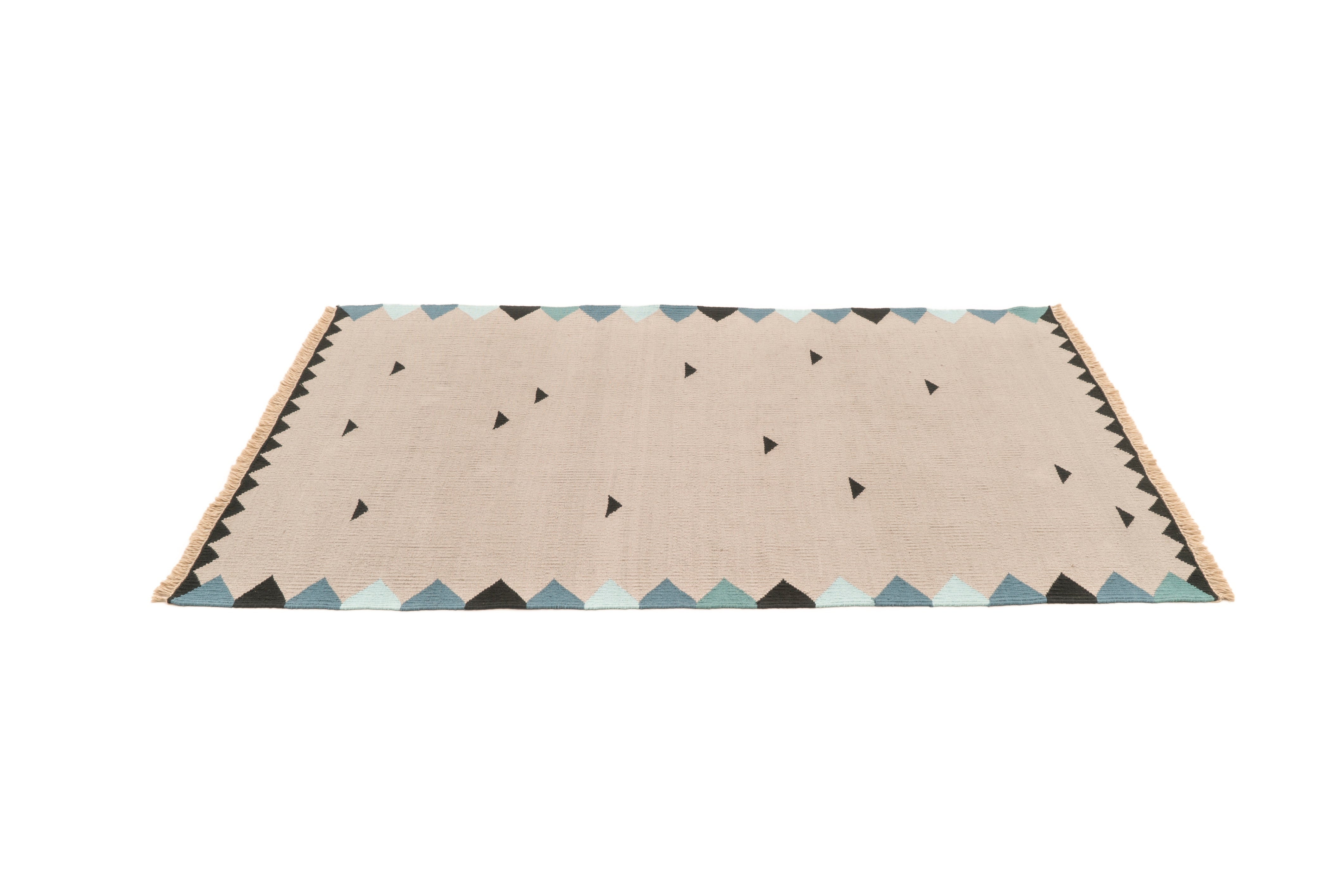 "Light Rain" Handwoven Hemp Designer Rug