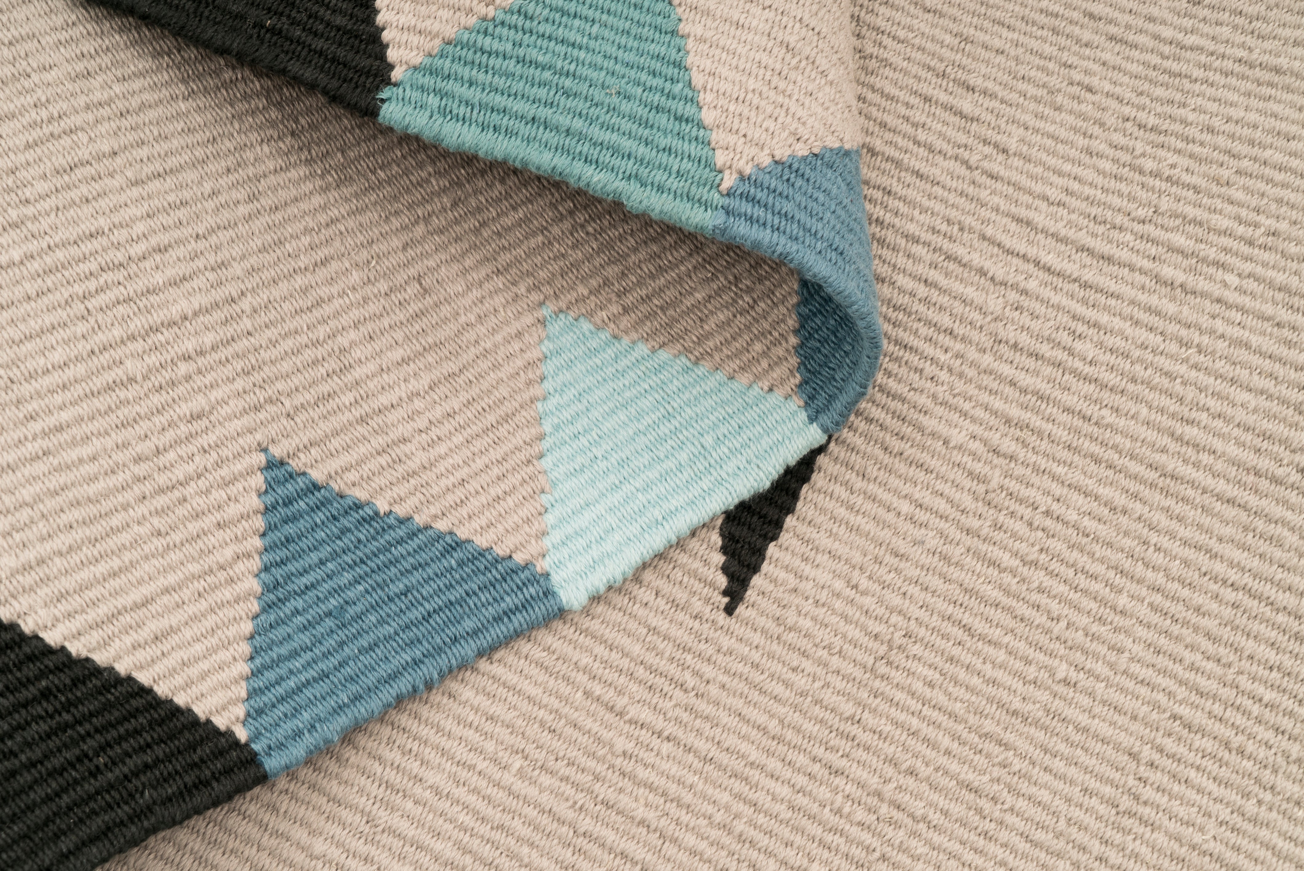 "Light Rain" Handwoven Hemp Designer Rug