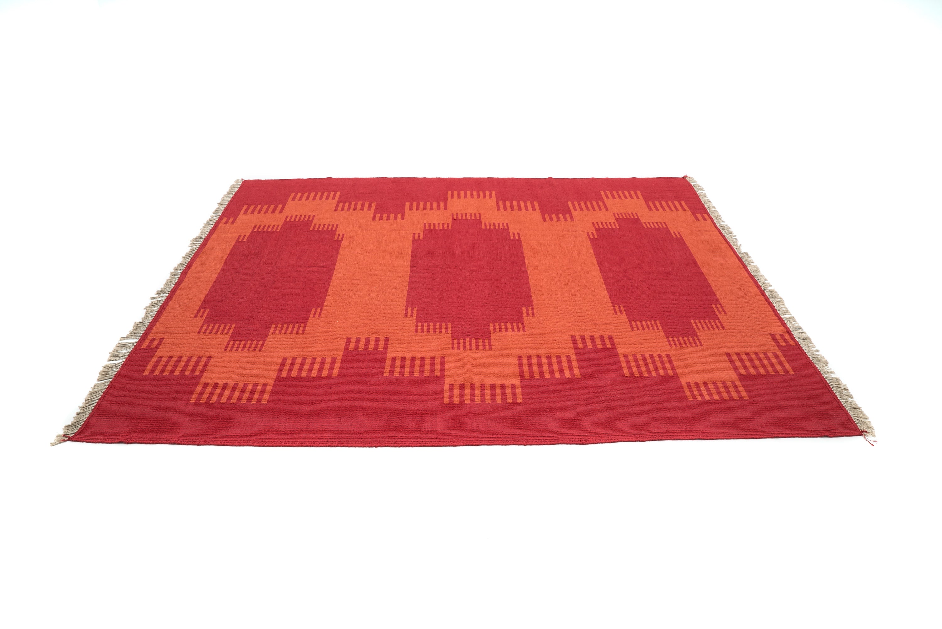 "Red Night" Handwoven Hemp Designer Rug