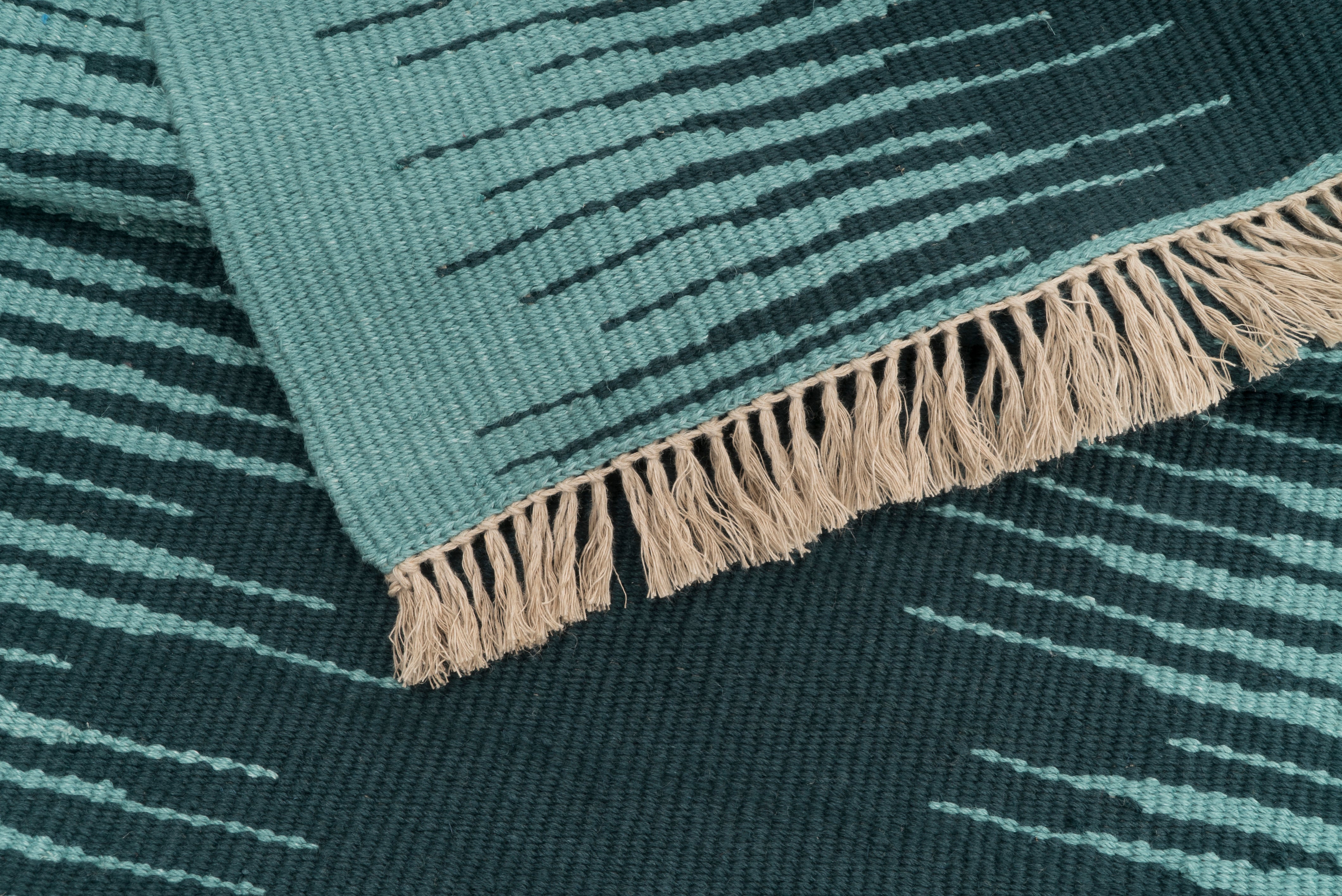 "Blue Dream Frequency" Handwoven Hemp Designer Runner Rug