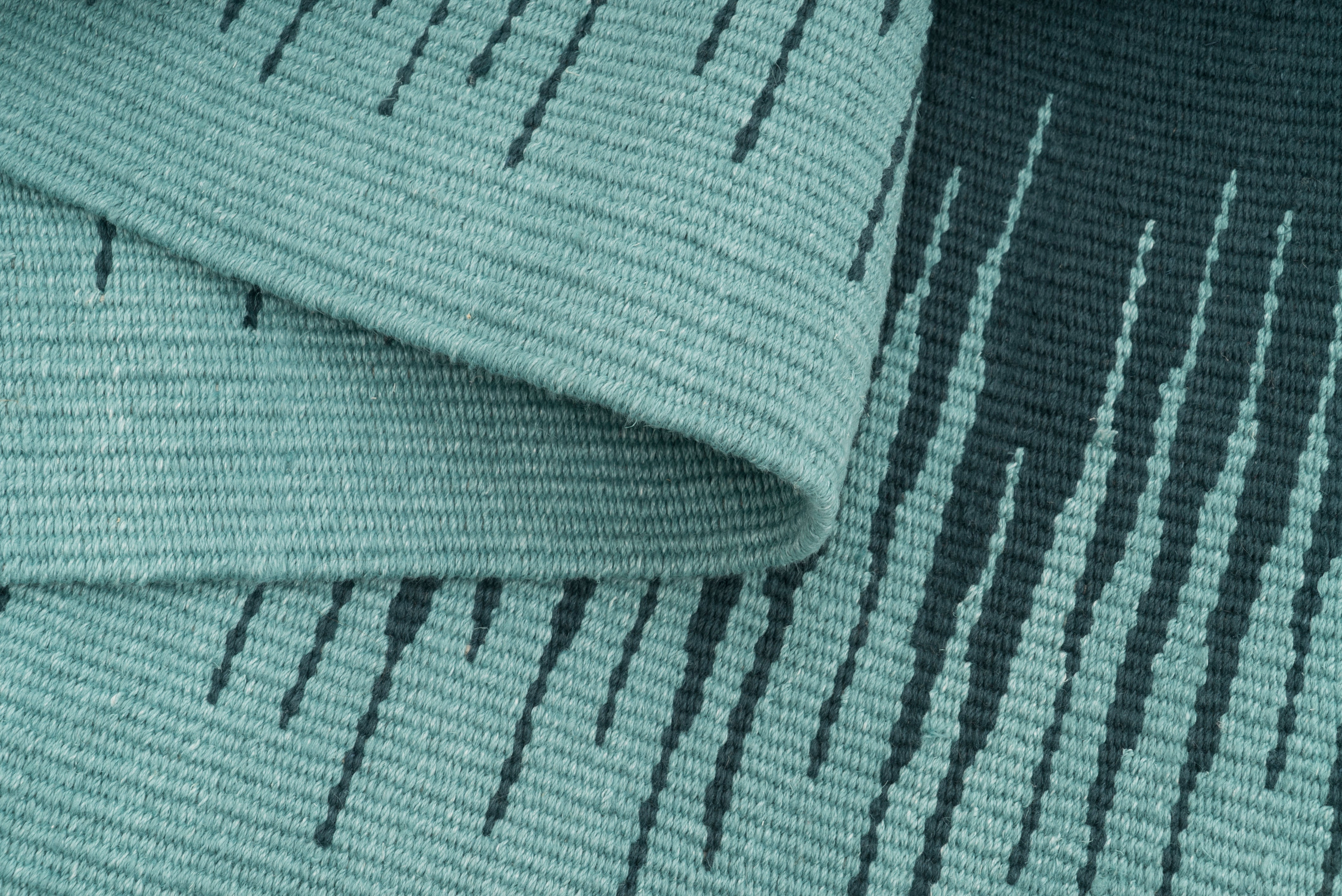 "Blue Dream Frequency" Handwoven Hemp Designer Runner Rug