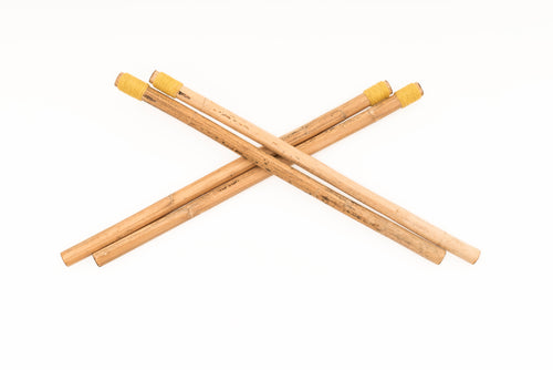 "Two Pairs: Hollow Medium Wrapped & Roots Medium Wrapped" Hemp Stalk Drumsticks