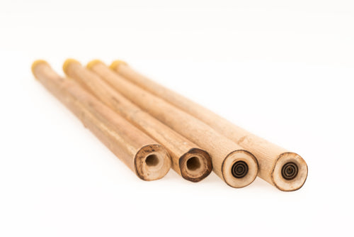 "Two Pairs: Hollow Medium Wrapped & Roots Medium Wrapped" Hemp Stalk Drumsticks