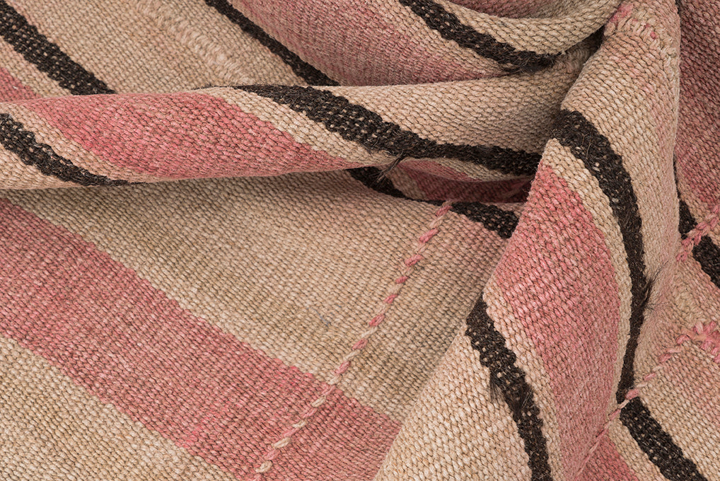 Nearly Square Pink Dyed Hemp Vintage Rug