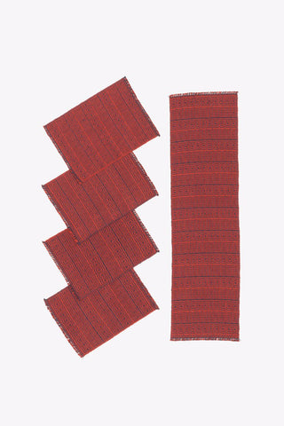 "Linked Chains" Handwoven Hemp Placemat & Table Runner Set