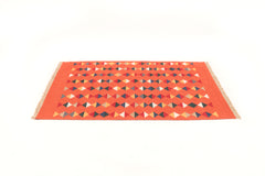 "Lovely Life" Handwoven Hemp Designer Rug in Red