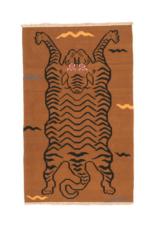 "Tibetan Tiger" Handwoven Hemp Designer Rug