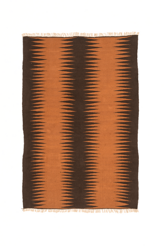 "Game Board" Handwoven Hemp Designer Rug in Shades of Brown