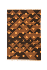 "Game Board" Handwoven Hemp Designer Rug in Shades of Brown