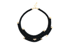 Fiber Art Jewelry Hemp Wrapped Choker Necklace in Black