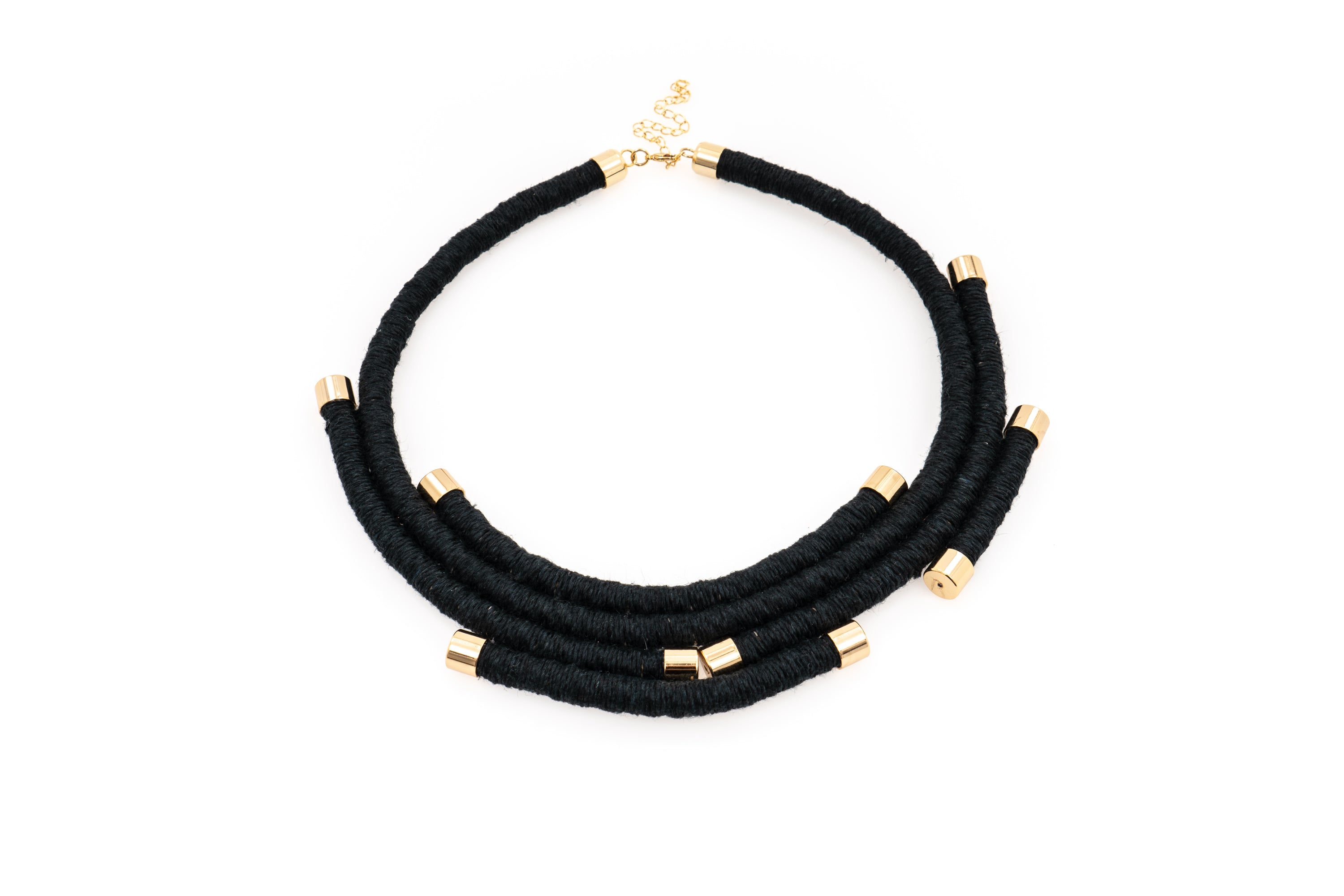 Fiber Art Jewelry Hemp Wrapped Choker Necklace in Black