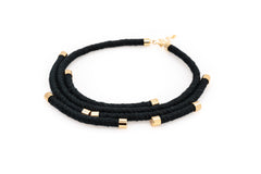 Fiber Art Jewelry Hemp Wrapped Choker Necklace in Black