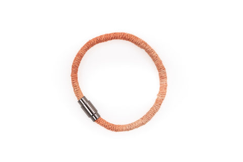 Fiber Art Jewelry Hemp Wrapped Bracelet Size L - Black / Antiquated Patina Plated Magnet